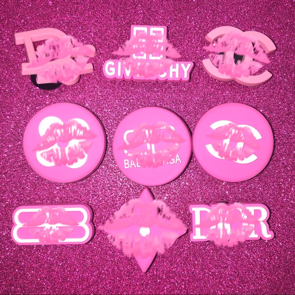 9Pc Pink Logo Croc Charms Set